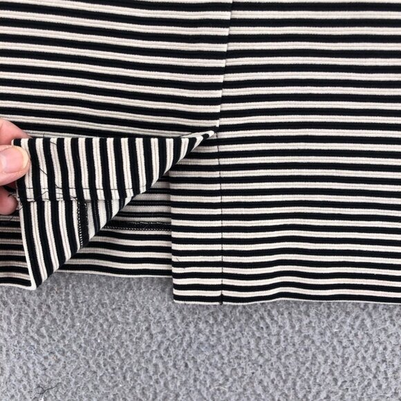 J Jill Skirt Women Medium Ivory Stripe Knee Length Straight Pull On Stretch Knit - Picture 5 of 10